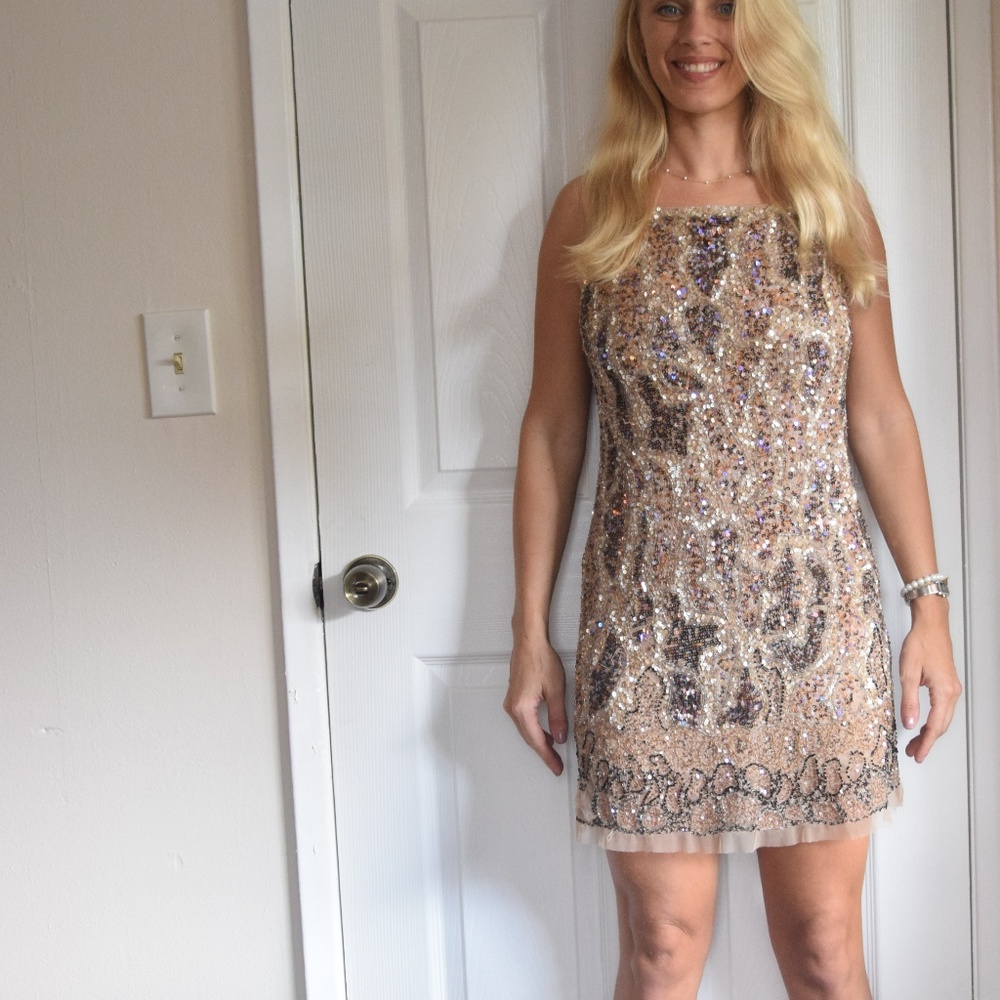 Zara Woman Sleeveless Sequins Dress S/M